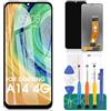 SRJTEK Kit di riparazione per schermo LCD di ricambio per Samsung Galaxy A14 4G SM-A145P SM-A145F SM-A145R Touch Digitizer (nero, senza cornice)