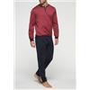PEROFIL Pigiama Lungo con Polsini in Filo di Scozia Venezia VPRT00350 BORDEAUX