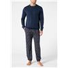 PEROFIL Pigiama Lungo Girocollo in Cotone VPRT93398 BLU