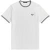 Fred Perry Maglietta Twin Tipped 100 White, bianco, L