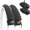 ECOVELO 2 COPERTONI 24 X 1.75 (47-507) + 2 CAMERE D'ARIA SCHRADER AMERICA PER PNEUMATICI STRADALI BIANCO NERI GRAZIELLA CITY BIKE BICI DA 24 OLANDA