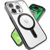 Speck Custodia trasparente per iPhone 15 Pro, con blocco antiscivolo ClickLock, costruita per MagSafe, protezione dalle cadute, antigraffio, anti-ingiallimento, custodia per telefono da 6,1 pollici,