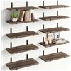 BAKAJI Set 10 Mensole in Legno Rovere da Parete Scaffalatura Muro Salvaspazio 40.5x15cm