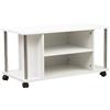BAKAJI Mobile Mobiletto Tv Bianco 4 ruote Porta Televisore Legno MDF Carrello Tv