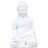 Relaxdays Statua del Buddha Seduto, Figura da Giardino Alta 30 cm, Resistente alle Intemperie, Poliresina, Bianco