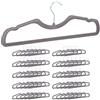 Relaxdays Set da 50 Grucce Appendiabiti, Rivestimento in Velluto, Appendini Antiscivolo, con Tacche Laterali, Grigio