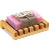 Relaxdays Porta Saponetta in bambù, Portasapone a Griglia, Piattino Sapone Solido, L x P 11,5 x 8,5 cm, Legno, Naturale