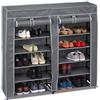 Relaxdays Scarpiera Salvaspazio, 12 Ripiani, 36 Scarpe, Rivestimento in Tessuto, Portascarpe, 107x115x30 cm, Antracite