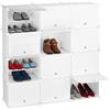 Relaxdays Scarpiera in Plastica, 24 Scomparti Chiusi con Ante, Scaffale Porta Scarpe, HxLxP: 125 x 125 x 32 cm, Bianco