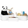 Relaxdays Cestino Portaoggetti, Pratico Set da 3, Fodera in Tessuto, Bambù, Rettangolare, Bagno, Giochi, Bianco