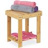 Relaxdays Sgabello Poggiapiedi in Bambù, fino a 100 kg, Appoggia Piedi Resistente Sgabellino 33,5 x 25 x 31 cm, Naturale