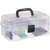 Relaxdays Scatola Trasparente Plastica, 9 Scomparti Per Oggetti, Maniglia e Chiusura A Scatto, HLP: 14,5x33x19 cm, Nero
