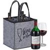 Relaxdays Borsa Portabottiglie, 9 Scomparti Porta Bottiglie di Vino o Birra, Plastica o Vetro, HLP: 45x24x24 cm, Grigio