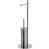 Gedy Circe Piantana Portarotolo e Scopino Bagno WC con Ciuffo in Setole Nere in Nylon, Realizzata in Acciaio Inox e Metallo Cromato, Base Circolare Ø20cm Zavorrata, Dimensioni H 61,5 cm Peso 1,875 kg