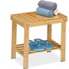 Relaxdays Sgabello da Bagno in bambù, Mobiletto Ripiano, Alzatina, Pouf, in Legno, HxLxP: 41,5 x 44 x 28 cm, Marrone