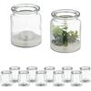 Relaxdays Vasetti Portacandele, Set 12, Vasi in Vetro per Lumini, Bicchieri Porta Candele, HxD: 9,5 x 8 cm, Trasparente
