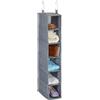Relaxdays Organizer Armadio da Appendere Salvaspazio, 6 Ripiani, 92 x 15,5 x 30 cm, Porta Vestiti Interno, Grigio
