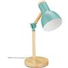 Relaxdays Lampada da Scrivania, Luce Regolabile da Tavolo, in Legno e Metallo Attacco E14, HxD: 45,5 x 14,5 cm, Verde