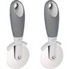 Relaxdays Set di 2 Tagliapizza, Rondella per Pizza Acciaio Inox, Manico Gomma, per tutti gli Impasti, Argento Antracite