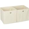 Relaxdays Set da 2 Cestini Porta-Oggetti, Quadrati, per lo Scaffale, Scatole a Forma di Cubo, 30x30x30 cm, Beige