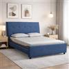 EVERGREENWEB MATERASSI & BEDS EVERGREENWEB - Letto Matrimoniale con Materasso Memory Foam + 2 Cuscini GRATIS, Rete a 26 Doghe in Legno 160x195 cm, Elegante Testiera Imbottita in Tessuto Morbido Blu, Struttura Rinforzata, DALLAS