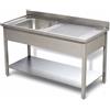 Risto Modello: 106202018,Lavello in acciaio inox 100x70x85h cm 1 vasca con gocciolatoio dx ripiano e alzatina EC