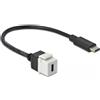 DELOCK Keystone Modul USB-C 5Gbps Bu zu St Kabel 0.25m sw