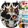 Ribelli Sedile WC con abbassamento automatico, coperchio WC a forma di O, in molti motivi, facile da montare, facile da pulire, circa 46 x 37 cm - Rose Skull König