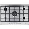 SMEG P272XGH PIANO COTTURA GAS, 5 zone di cottura, dimensioni: L 72,5 cm, P 51 piano in Acciaio inossidabile, Inox