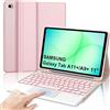 WINCHKING Custodia con tastiera per Samsung Galaxy Tab A11 Plus/Samsung A9 Plus 11 Pulgadas 2023, 7 colori di illuminazione, Bluetooth magnetico cover tastiera con layout Qwertz, rosa touchpad