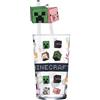 Elbenwald Minecraft Characters - Bicchiere con 2 cannucce da 485 ml
