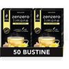 King Cup - 5 Confezioni da 10 Bustine Solubili di Bevanda Zenzero e Limone da Zuccherare, 50 Stick da 6 gr, Gusto Zenzero e Limone da Aggiungere a 60 Ml di Acqua Calda, Senza Glutine, Senza Lattosio