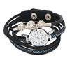 FILFEEL Orologio da donna multi cinturino alla moda, cinturino in PU, quadrante rotondo, orologio al quarzo, cinturino in strass, orologio da polso (nero), nero
