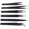 OriGlam - Set di 6 pinzette di precisione ESD, pinzette antistatiche in acciaio inossidabile, pinzette curve non magnetiche, kit di pinzette per elettronica, gioielli e artigianato