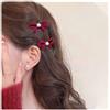 Aneneiceera Vintage Rosso Raso Fiocco Capelli Clip Barrette Velluto Rosso Bowknot Capelli Barrette Morsetto Perla Bowtie Capelli Clip Accessori Decorativi Per Capelli Per Le Donne 2pcs (con Perla)