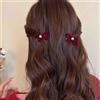 Aneneiceera Vintage Rosso Raso Fiocco Capelli Clip Barrette Velluto Rosso Bowknot Capelli Barrette Morsetto Perla Bowtie Capelli Clip Accessori Decorativi Per Capelli Per Le Donne 2pcs (senza Perla)