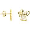 SOFIA MILANI - Orecchini da Donna in Argento 925 - Placcati in Oro e con Pietra Zircone - Orecchino a Perno a Cuore con d'Angelo - E2327