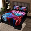 Loussiesd Gamer Copriletto trapuntato Copriletto Copriletto Multi-Color Natale Set di Videogiochi Controller Trapuntato Coperta 2 Pz Trapuntato con 1 Federa Singola170X230cm