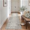 GENIMO - Tappeto Vintage 80x300cm - Antiscivolo, Facile da Pulire, Con Pelo Corto - Per Corridoio, Soggiorno - Beige Grigio