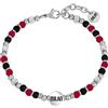 A.C. Milan AC Milan - Bracciale in acciaio e pietre rossonere con logo smaltato