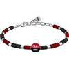 A.C. Milan AC Milan - Bracciale in acciaio e pietre rossonere con logo smaltato