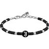 Juventus - Bracciale in acciaio e pietre bianconere con logo smaltato