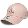 New Era - Cappello da baseball con logo metallico 9Forty MLB New York Yankees per donna, rosa pastello