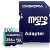 DIGIERA 256 GB Scheda di Memoria microSDXC UHS-I CT100 con Adattatore - Fino a 100 MB/s, C10, U3, V30, Full HD, A2, per Smartphone, Tablet, Fotocamere, Console di Gioco e Droni (Confezione da 1)