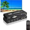 Zecamin Controllore Video Wall 4K HDMl 2x2, Processore Video Wall Ruotabile a 180° con Telecomando IR, 8 Modalità di Giunzione 1x1 1x2 1x3 1x4 2x1 3x1 4x1, Unione di 4 Schermi in un Display a Parete