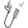 zoyuzan Adattatore USB C Micro USB maschio a OTG 3.0 femmina (2 in 1) USB-A cavo Stick per Apple Thunderbolt MacBook Converter per iPad Android, accessorio per cellulare compatibile con Samsung per iPhone 15