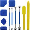 AMANDELIZABE Set di 4 raschietti per fughe e 5 pezzi in silicone, estrattore per fughe in silicone, estrattore per fughe in silicone, set di attrezzi per il bagno, piastrelle da cucina