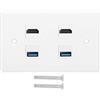 Fdit 2 HDMI e 2USB Piastra a muro Pannello Caricatore da muro Presa per montaggio su presa Piastra frontale per Home Hotel (Bianco)