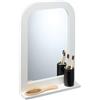 Relaxdays Specchio da Parete da Bagno, con Mensola, Specchiera con Ripiano Portaoggetti, HLP: 54x38x8,5 cm, MDF, Bianco