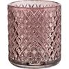 Wenko Bicchiere portaspazzolini Atessa rosa antico in vetro con strutturata a piccoli rombi per strumenti per l'igiene dentale per stanza da bagno e WC ospiti, 7,5 x 10 cm